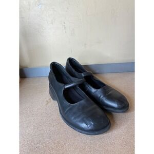DKNY Black Leather Mary Jane Chunky Block Heel Platform Shoes Womens 7 1407